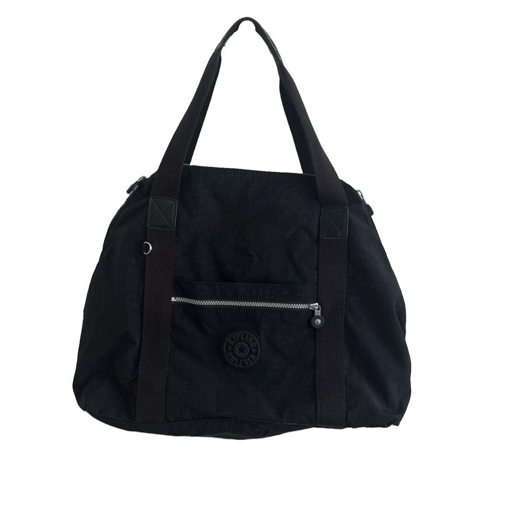 VGUC Kipling Black Shoulder Expandable Zip Duffle Gym weekender Bag